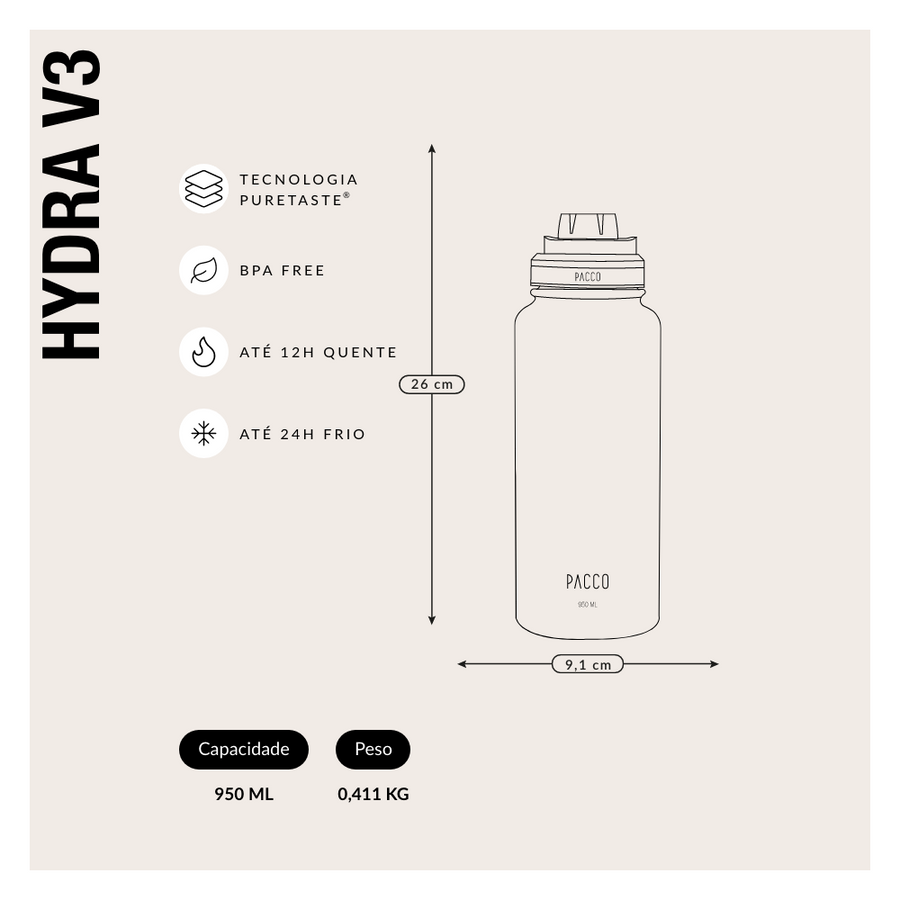 Garrafa Térmica Hydra V3 950ml | PURETASTE ®