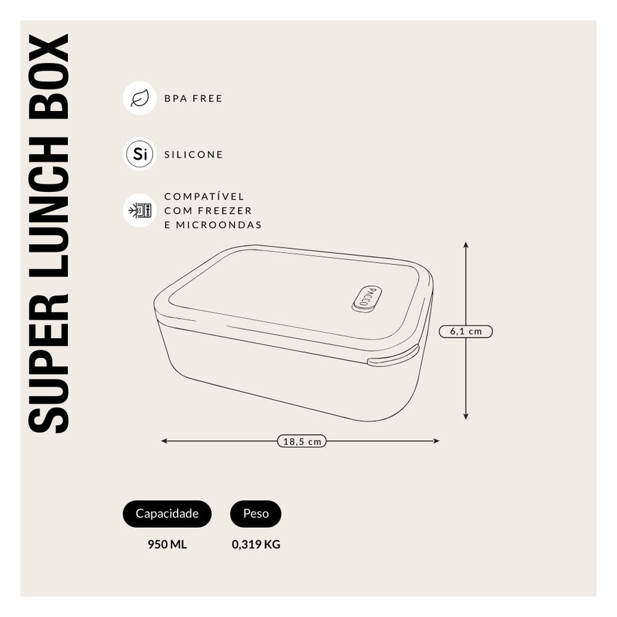 Super Lunch Box Recipiente de Silicone com Divisória 950ml