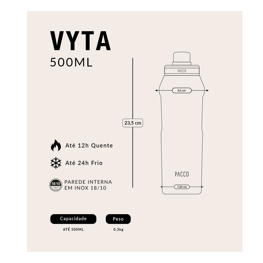 Garrafa Térmica Vyta Tennis 500ml
