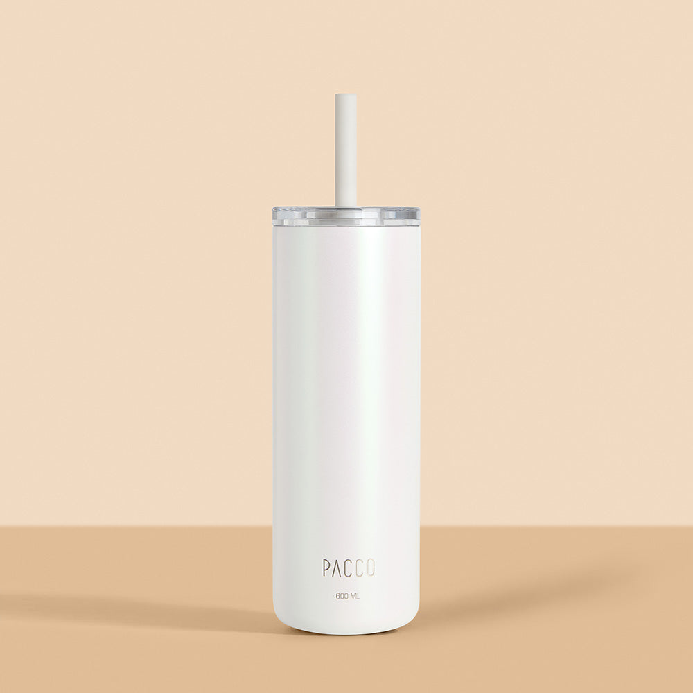 Copo Térmico Slim Cup 600ml Moonstone PACCO vista frontal com bico de silicone.