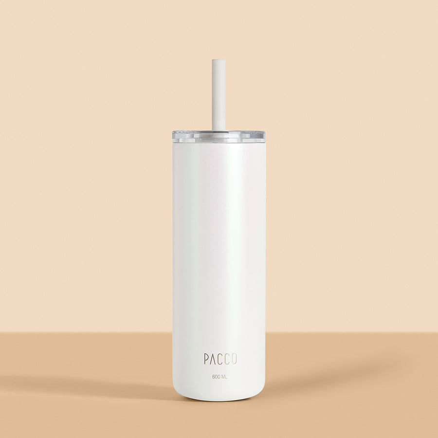Copo Térmico Slim Cup 600ml Moonstone PACCO vista frontal com bico de silicone.