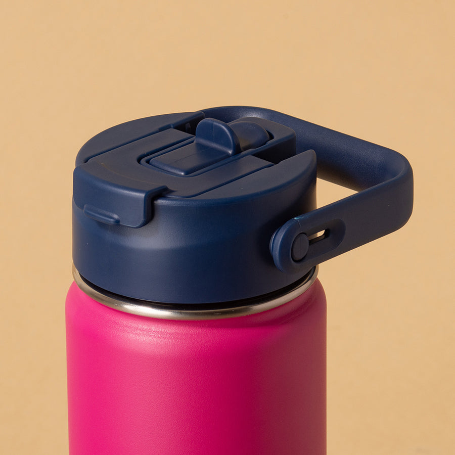 Hydra Duo - Garrafa Térmica Hydra V2 Fúcsia 650ml e Tampa Duo Marinho