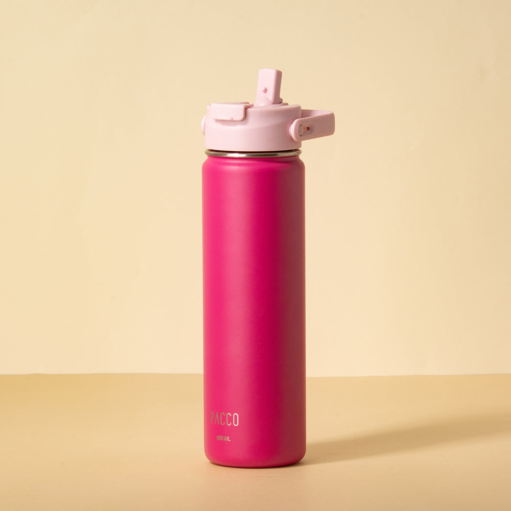Hydra Duo - Garrafa Térmica Hydra V2 Fúcsia 650ml e Tampa Duo Sweet Rose