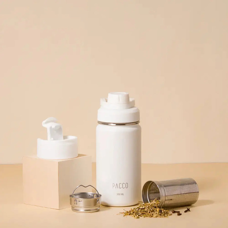 Kit Tumbler | Garrafa Térmica Hydra 350ml + Kit infusor Branco