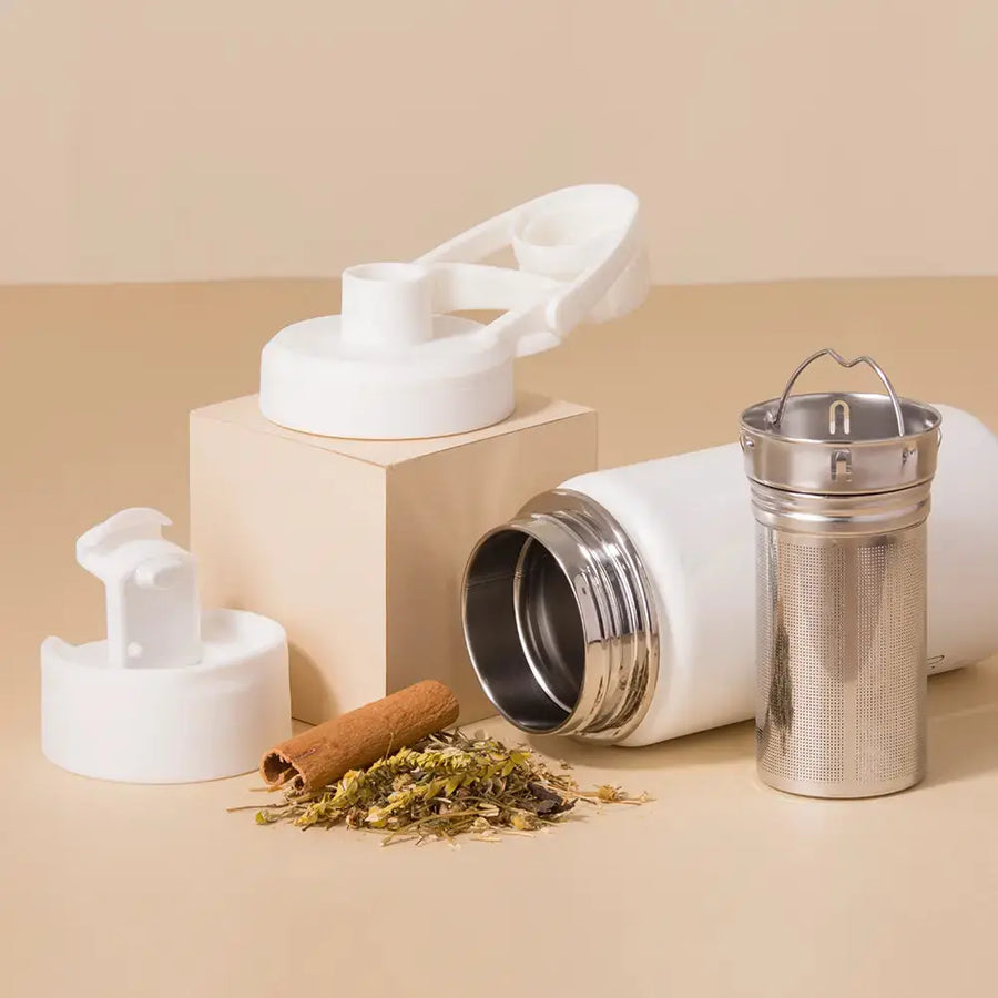 Kit Tumbler | Garrafa Térmica Hydra 350ml + Kit infusor Branco