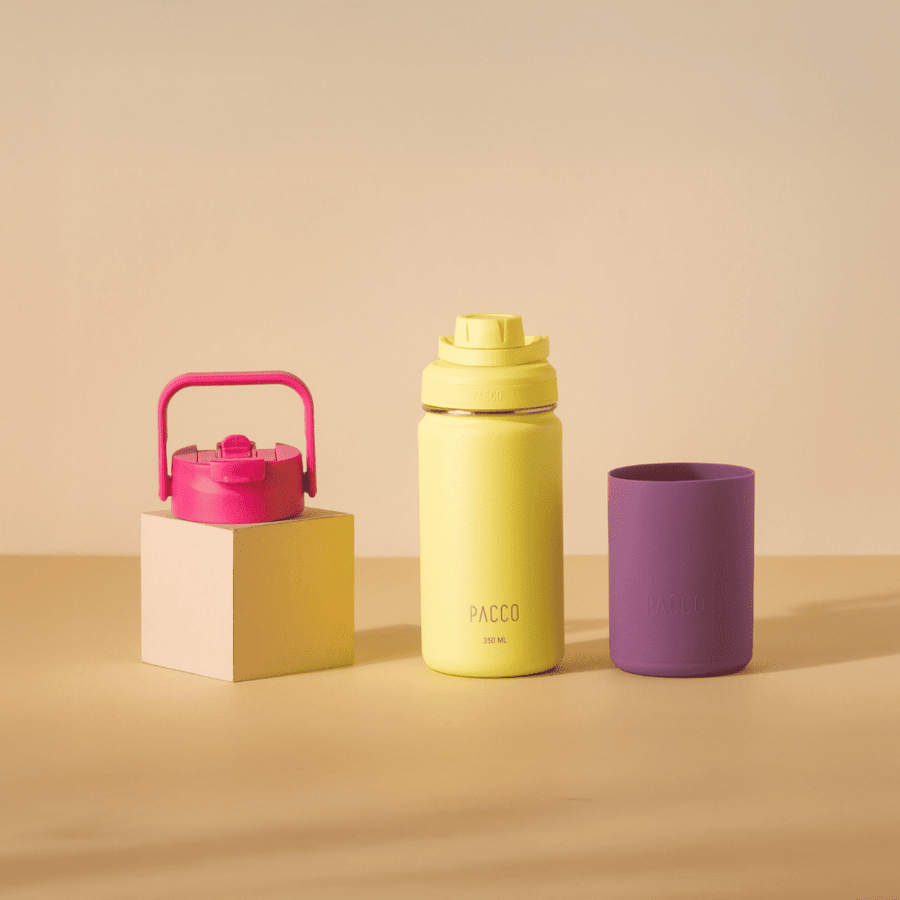 Kit Garrafa Térmica Hydra V2 350ml Lima com Tampa Duo e Capa Regular