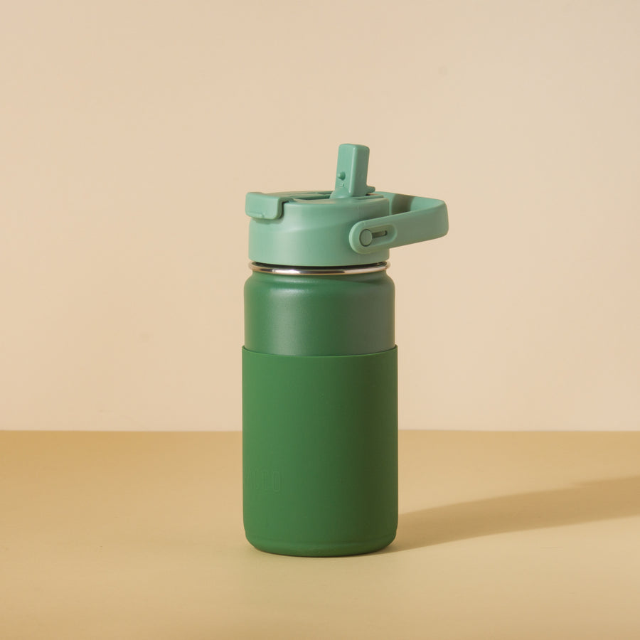 Kit Garrafa Térmica Hydra V2 350ml Verde Militar com Tampa Duo e Capa Regular