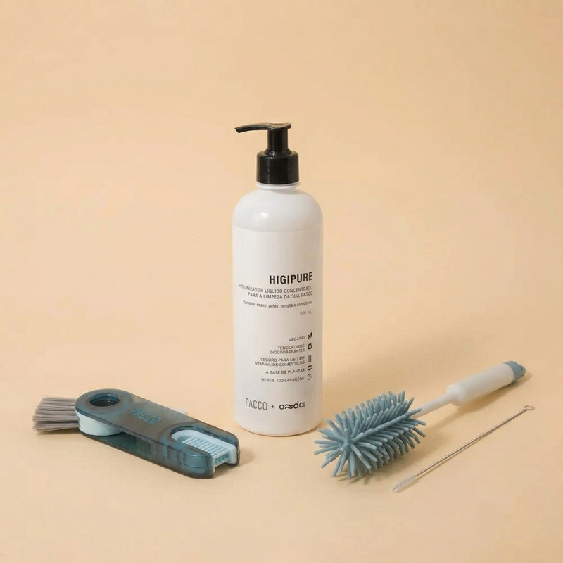 Kit de Higienização - Higipure 500ml + Escova 2 em 1 + Escova GapBrush