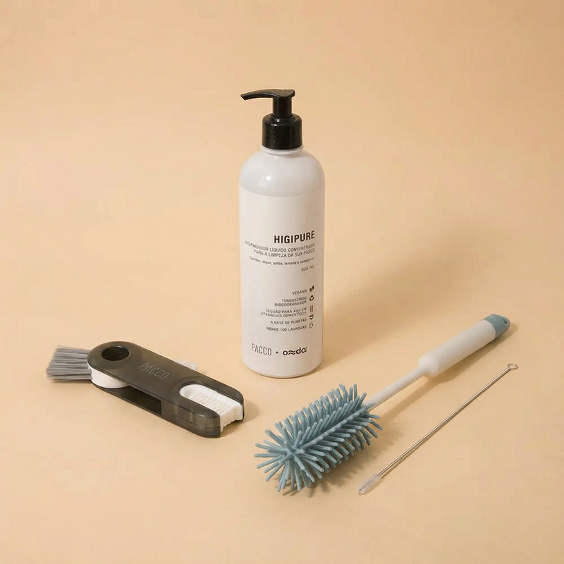 Kit de Higienização - Higipure 500ml + Escova 2 em 1 + Escova GapBrush