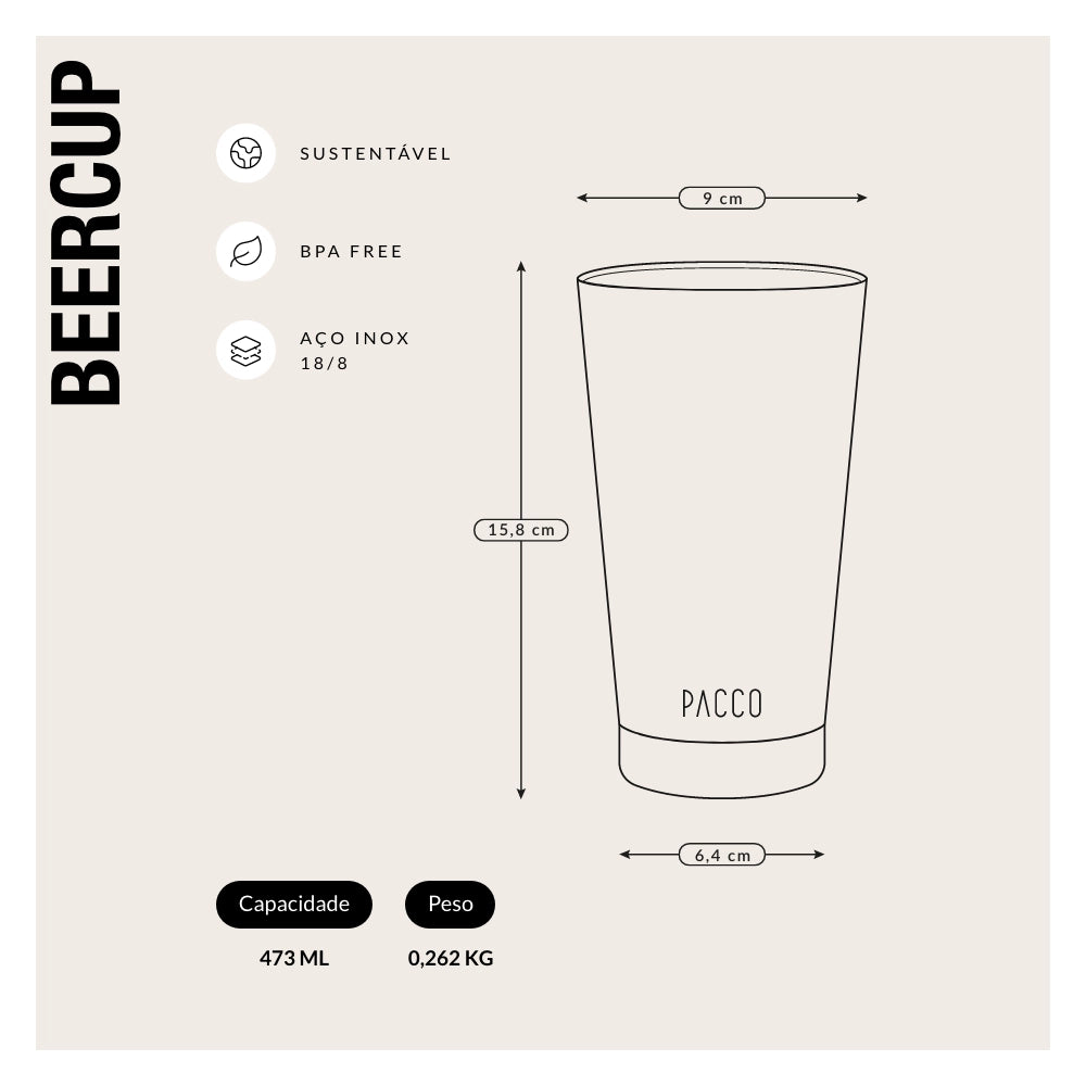 Copo Térmico BeerCup com abridor acoplado da Lima | PACCO