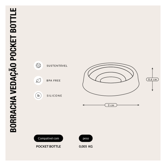 Borracha de Vedação para Pocket Bottle