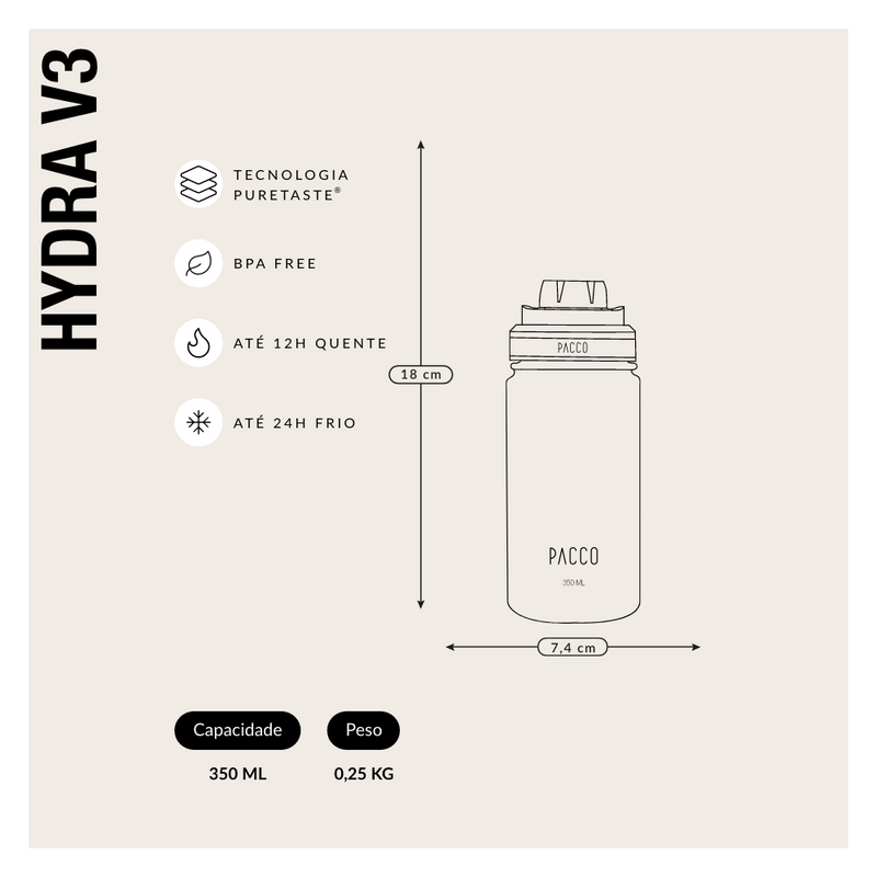 Garrafa Térmica Hydra V3 350ml PURETASTE®