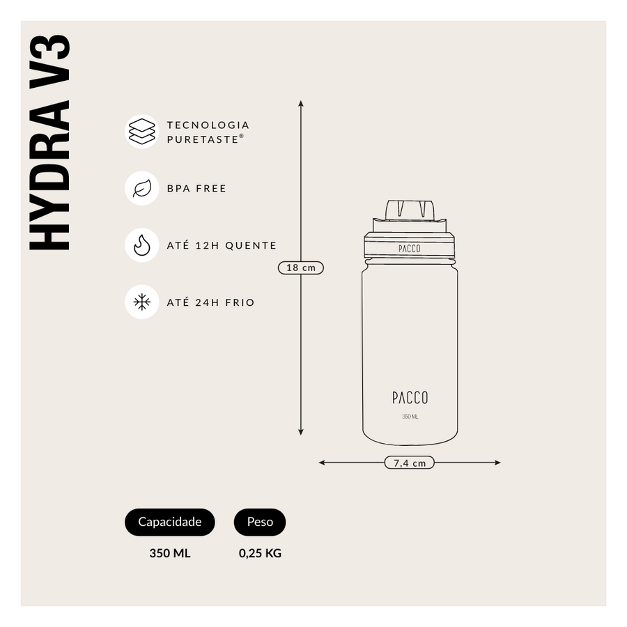 Garrafa Térmica Hydra V3 350ml PURETASTE®