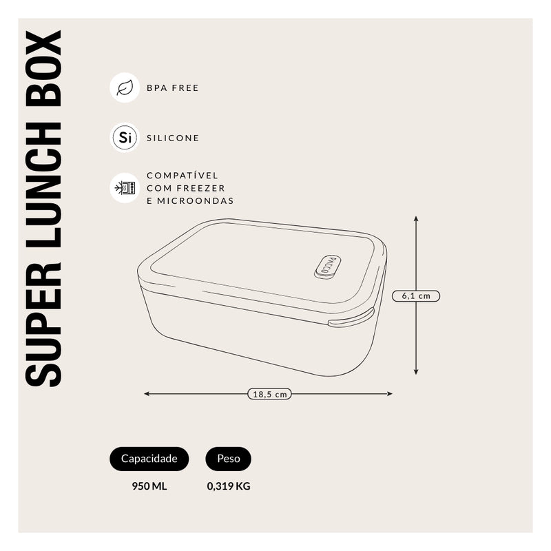 Super Lunch Box Recipiente de Silicone com Divisória 950ml