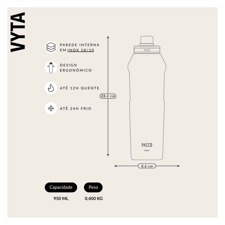Garrafa Térmica Vyta 950ml
