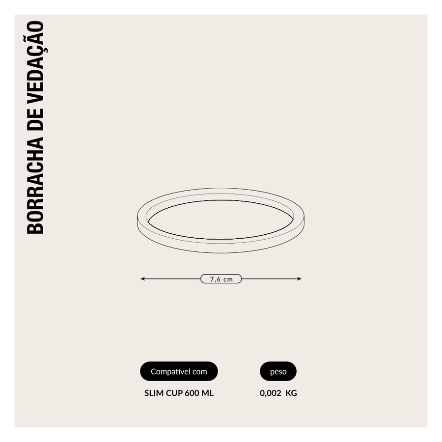 Borracha de Vedação para Tampa Slim Cup