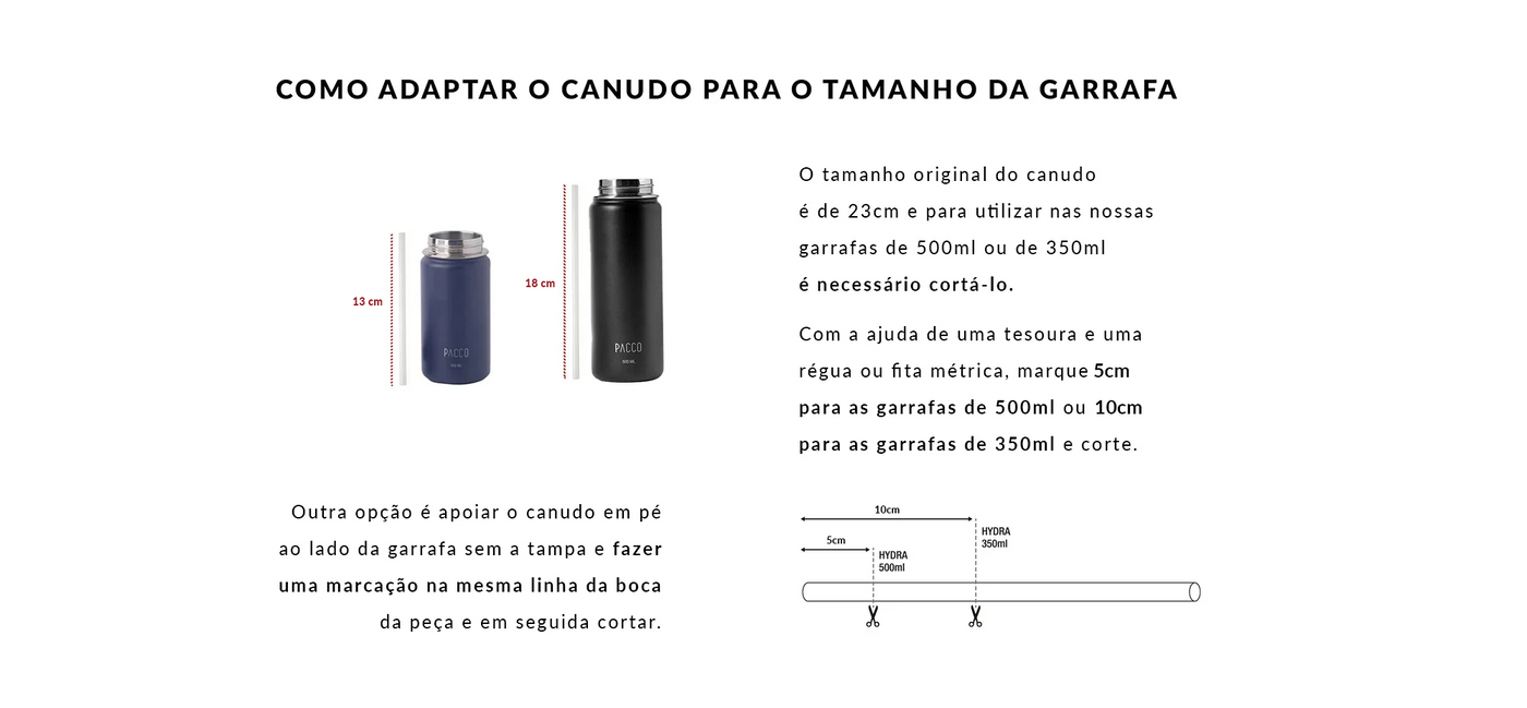 Como adaptar o canudo para o tamanho da garrafa