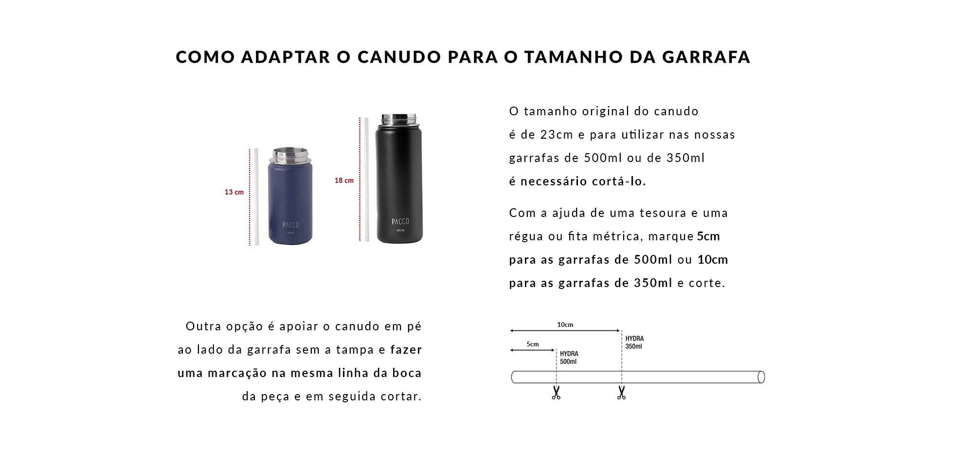 Como adaptar o canudo para o tamanho da garrafa