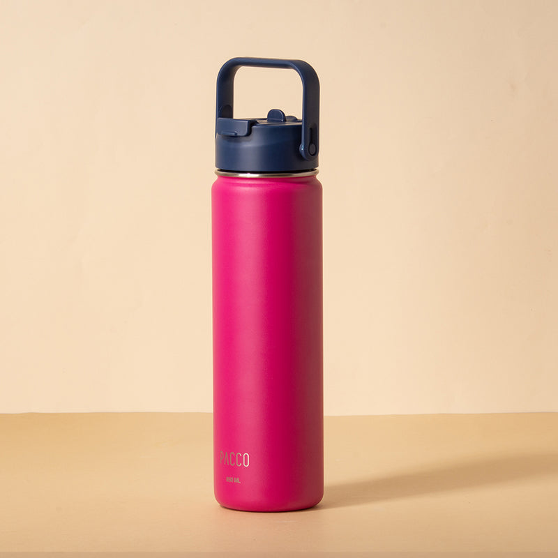 Hydra Duo - Garrafa Térmica Hydra V2 Fúcsia 650ml e Tampa Duo Marinho