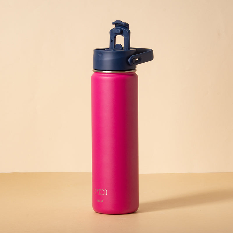 Hydra Duo - Garrafa Térmica Hydra V2 Fúcsia 650ml e Tampa Duo Marinho