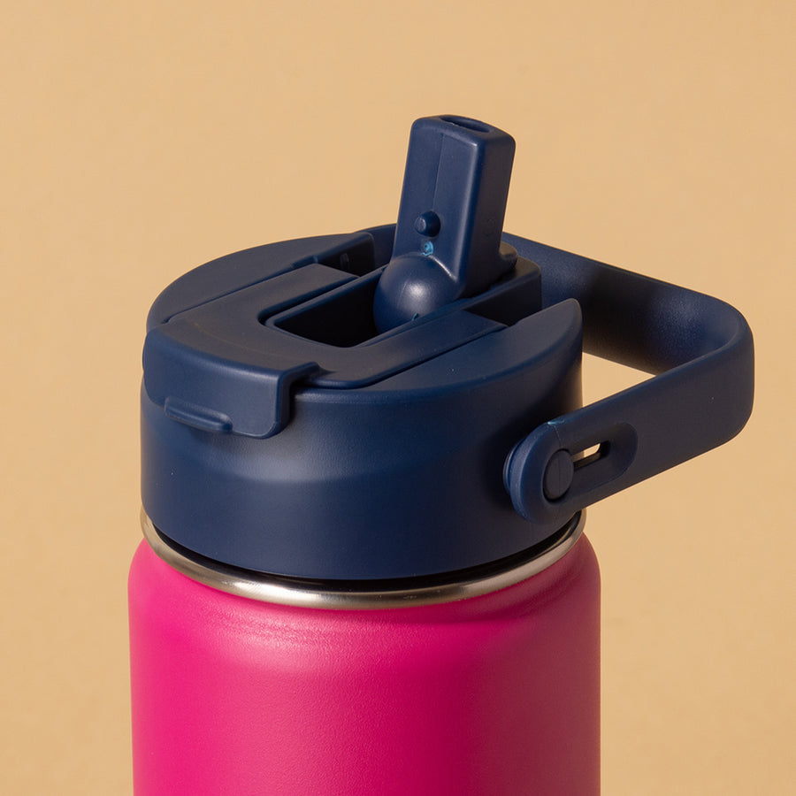 Hydra Duo - Garrafa Térmica Hydra V2 Fúcsia 650ml e Tampa Duo Marinho