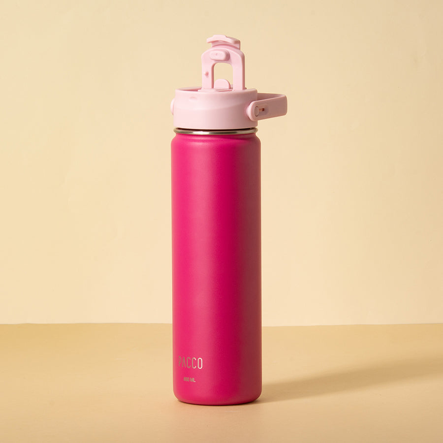 Hydra Duo - Garrafa Térmica Hydra V2 Fúcsia 650ml e Tampa Duo Sweet Rose