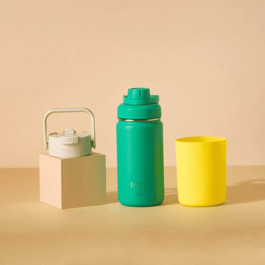 Kit Garrafa Térmica Hydra V2 350ml Esmeralda com Tampa Duo e Capa Regular