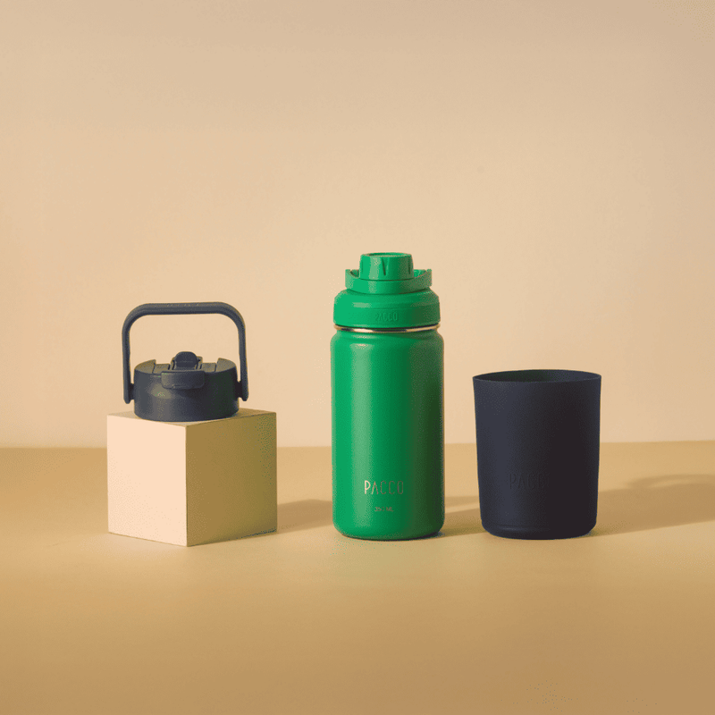 Kit Garrafa Térmica Hydra V2 350ml Grass com Tampa Duo e Capa Regular