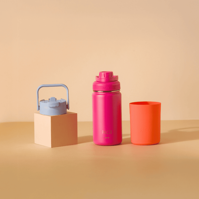 Kit Garrafa Térmica Hydra V2 350ml Fúcsia com Tampa Duo e Capa Regular