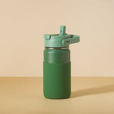 Kit Garrafa Térmica Hydra V2 350ml Verde Militar com Tampa Duo e Capa Regular